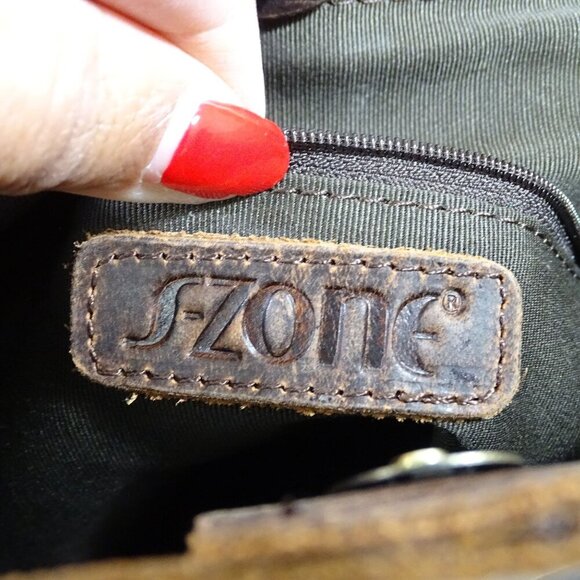 S-Zone Cowhide Leather Backpack Messenger Bag Flap Drawstring Closure D02V202106 - Picture 6 of 9